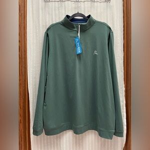 Rhoback Mens Q-Zip Performance Pullover 1/4 Zip Green Golf Size XXL